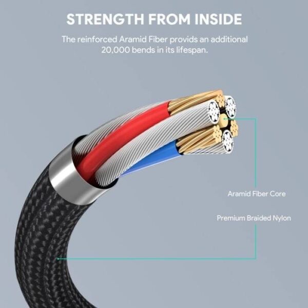 cb-kcc101_black_7_.jpg Aukey CB-KCC101 Circlet Blink Aramid Fiber USB C to C Cable -1m