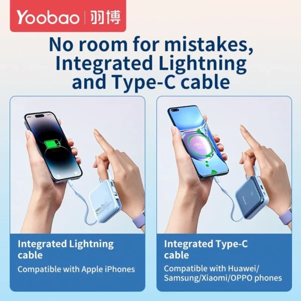 my-11134201-7rasc-m2xq5b3ro5dhe7.webp Yoobao LK10 10000mAh Mini Fast Charging Powerbank Built in Cables (Lightning & Type C) PD20W SCP22.5W Lilac Purple