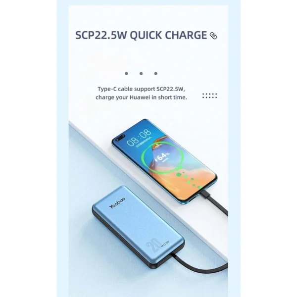 my-11134201-7rasf-m2xq59svkq3q84.webp Yoobao LC6 20000mAh Fast Charging Power Bank Built in Cables (Lightning & Type C) PD3.0/QC3.0/SCP22.5W